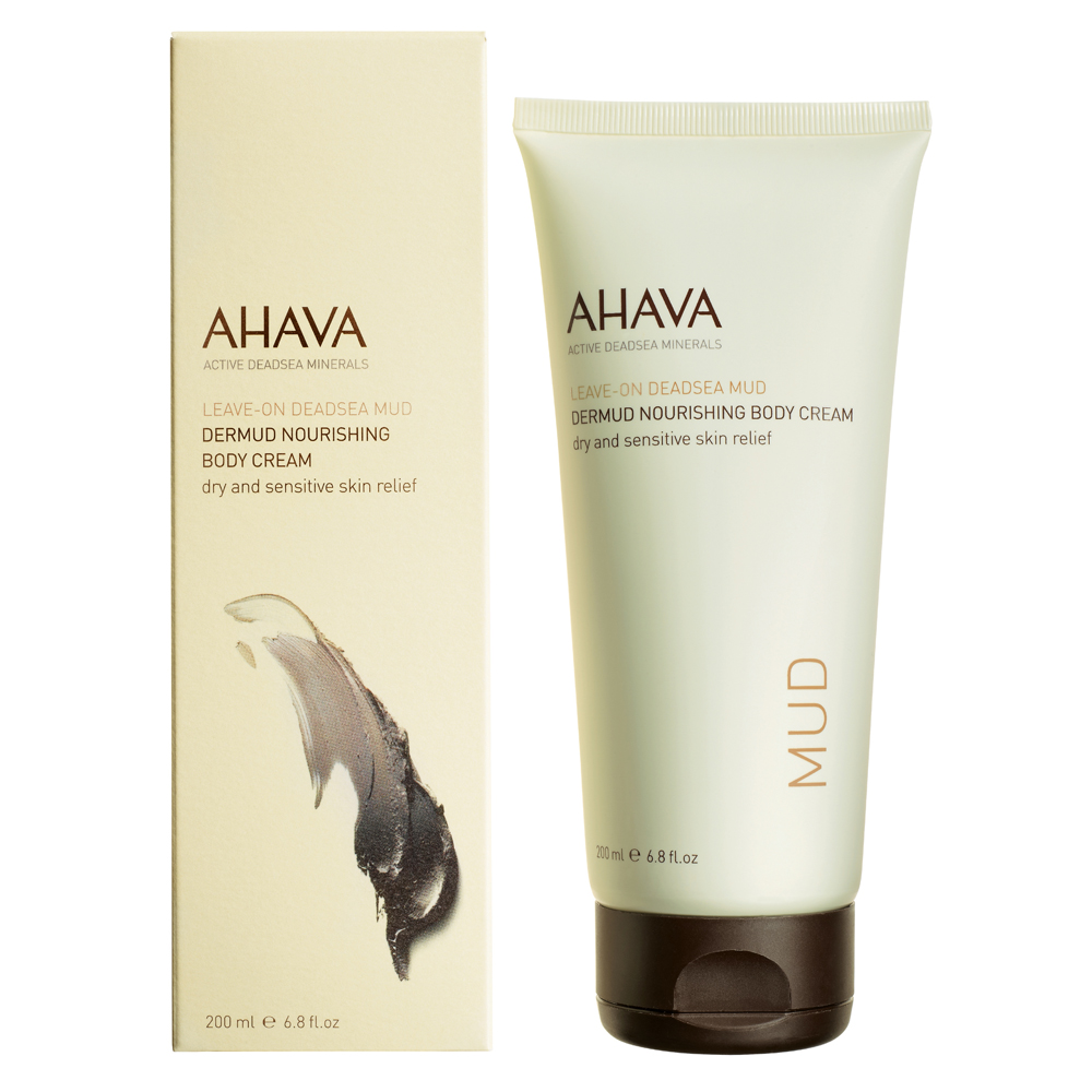 AHAVA Dermud Nourishing Body Cream, powered by AHAVA's OsmoterTM for the most effective results. Enriched with Dead sea mud, Vitamin E and Aloe vera extract leaving your skin protected and soft even in the harshest winters. AHAVA's unique and natural cream has been formlated to relieve pain, discomfort as a result of dry skin. Benefits: Quick to alleviate symptomatic irritations Dead Sea improves cell metabolism Enhanced with Vitamin E, Pro-vitamin B5, Aloe Vera and Mineral Skin Osmoter [6.8 oz / 200 ml] Dead Sea minerals & natural compounds are used to create pure, natural products. See the full line of AHAVA products at BeautifiedYou.com Authorized AHAVA Resellers - 100% Authenticity Guaranteed