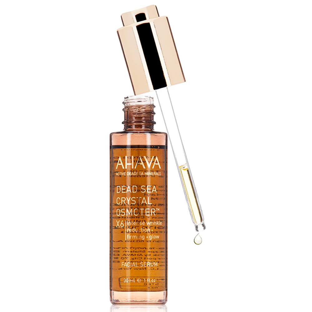 Zero in on troublesome signs of aging with AHAVA Dead Sea Crystal Osmoter X6 Facial Serum. This exclusive formulation with X6 concentration of AHAVA’s signature mineral catalyst boost skin hydration and eradicates visible signs of aging. With a powerful dose of hydration that leaves skin looking dewy and refreshed, wrinkles smooth away and elasticity and firmness is restored to a perfect youthfulness. With intensive minerals like magnesium, calcium and potassium along with natural oils that absorb fast, skin looks glowing and radiant with every use. Benefits: Nourishes, hydrates and restores youthfulness Signature mineral catalyst treats the signs of aging Leaves skin dewy, firm, refreshed and smooth Fast-absorbing for instantly radiant skin [ 1.0 oz ] Dead Sea minerals & natural compounds are used to create pure, natural products. See the full line of AHAVA products at BeautifiedYou.com Authorized AHAVA Resellers - 100% Authenticity Guaranteed
